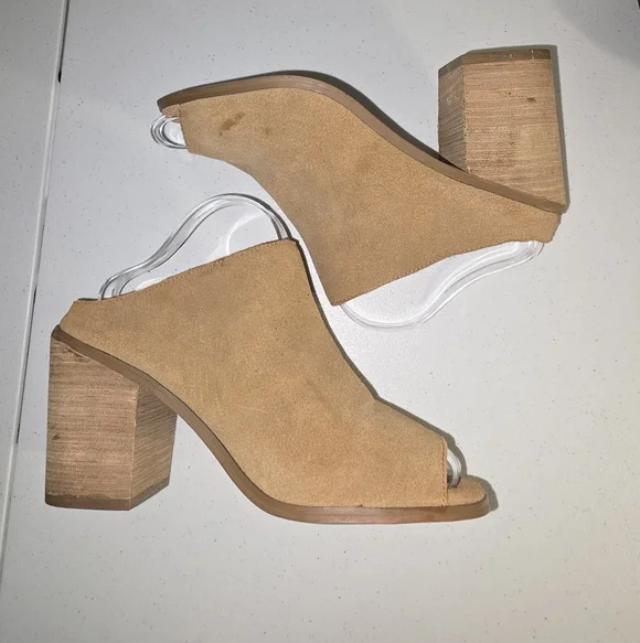 Torrid Tan Block Heel Mules BTI Mules, 9W Open-toe / peep-toe - Picture 3 of 17